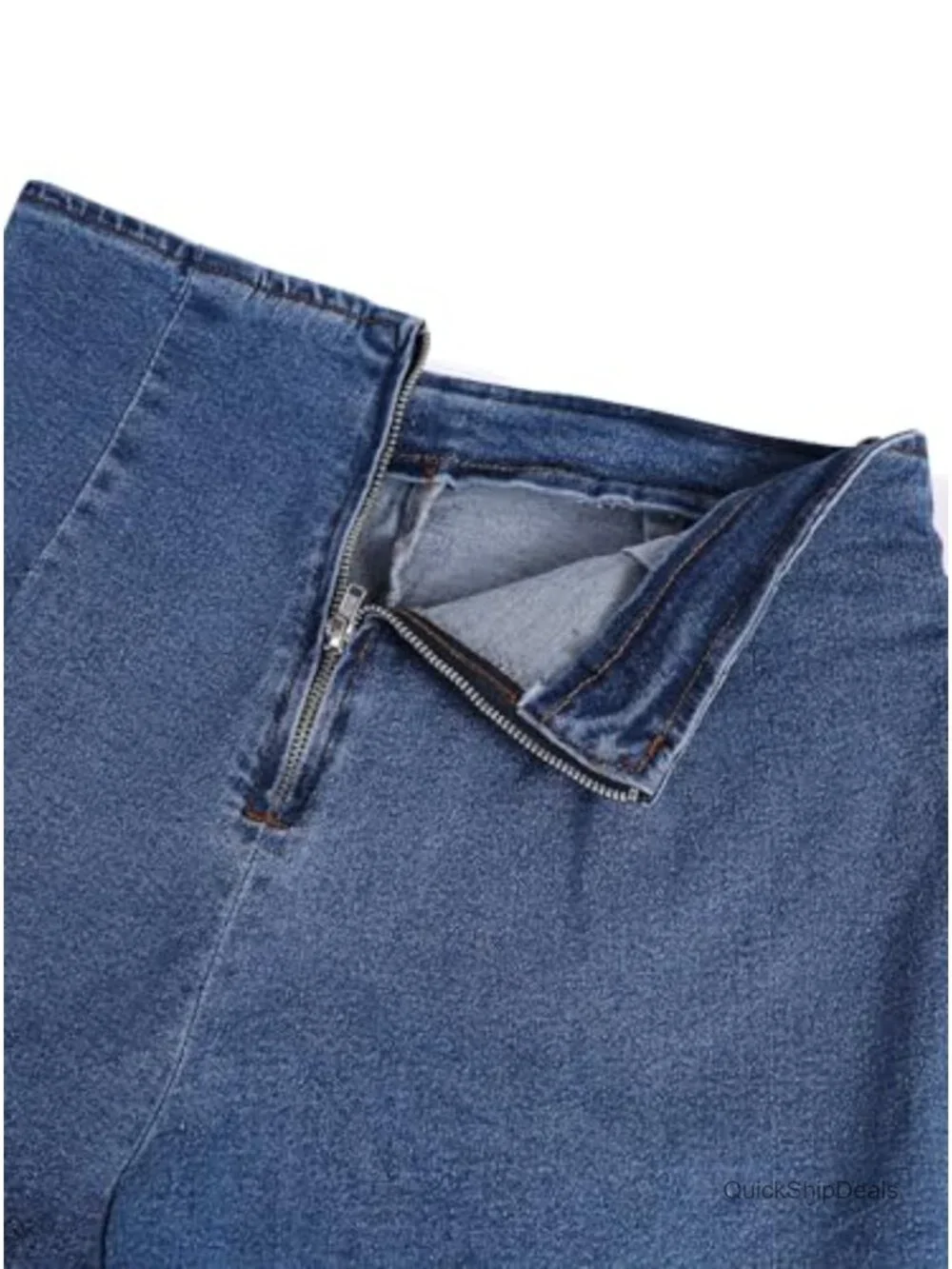 Women's Double Slit Denim Skort Bodycon Mini Jean Skirt High Waisted